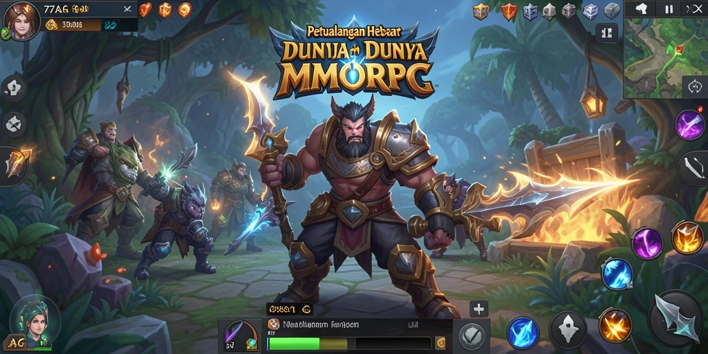 Screenshot gameplay <strong>77AG</strong> menampilkan pertempuran seru di dunia MMORPG.