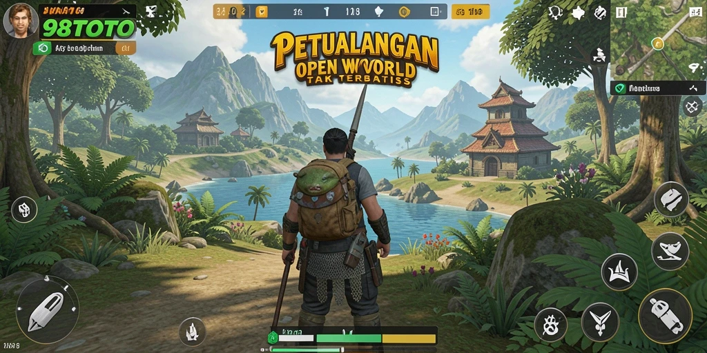 Tangkapan layar utama dari gameplay Open World 98TOTO yang mendebarkan.