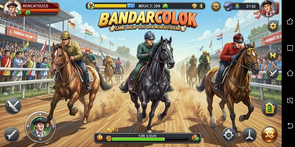 Tampilan gameplay <strong>BANDARCOLOK</strong> yang penuh aksi balapan.
