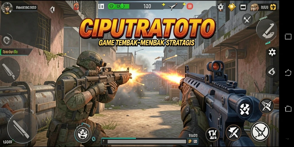 Tampilan gameplay seru di CIPUTRATOTO dengan aksi menembak yang intens.