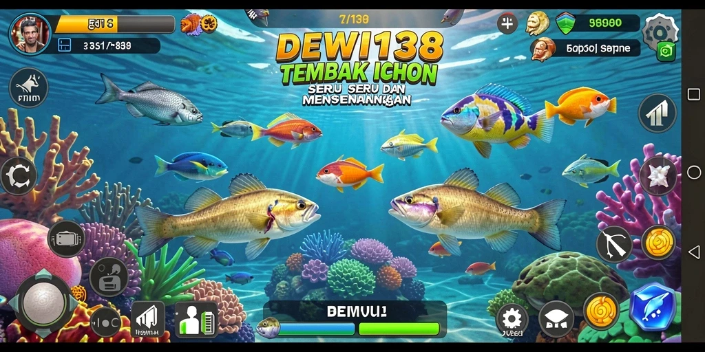 Screenshot gameplay seru DEWI138 saat menembak ikan.