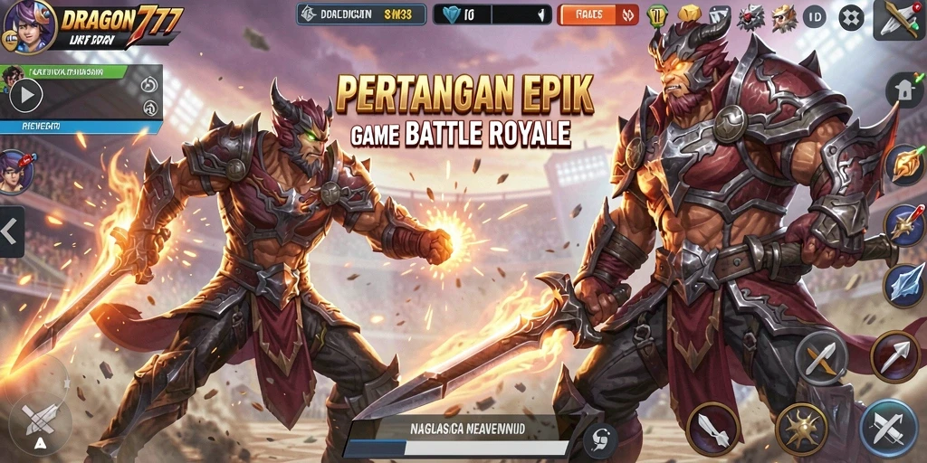 Tampilan seru dari gameplay Battle Royale di DRAGON777 dengan aksi seru.