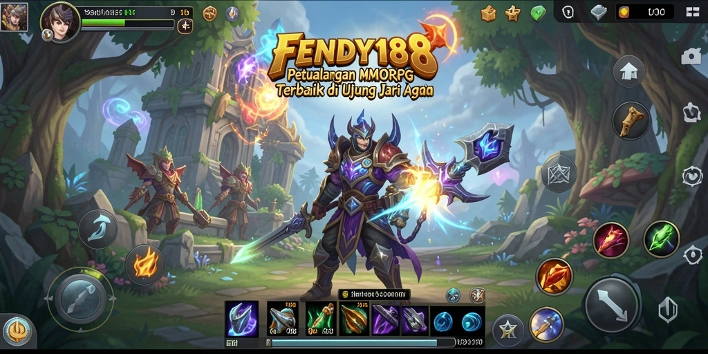 Screenshot gameplay FENDY188 yang menunjukkan pertarungan seru di dunia MMORPG.