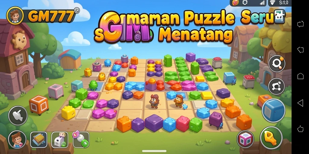 Tampilan gameplay seru dari GM777 dengan tantangan puzzle menantang.