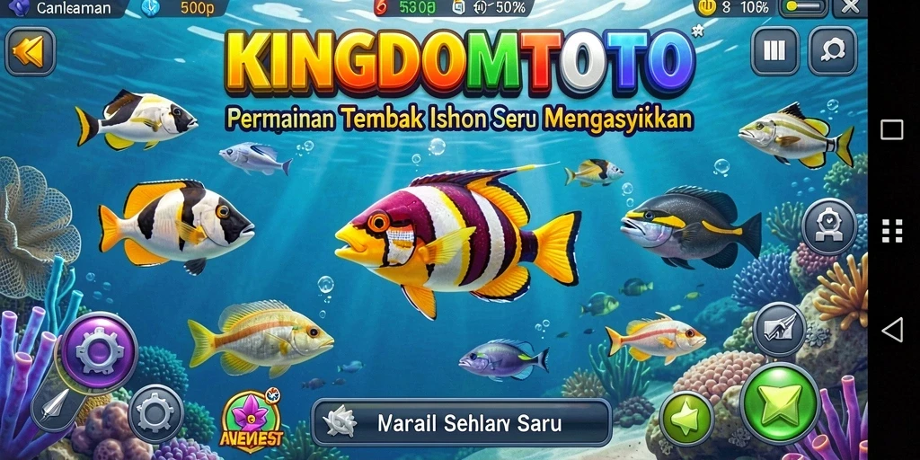 Tampilan gameplay KINGDOMTOTO menembak ikan dengan grafik menarik.