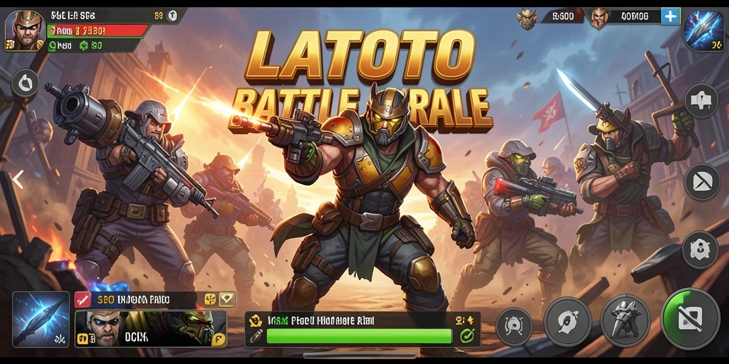 Tampilan gameplay LATOTO yang menegangkan dalam pertempuran Battle Royale.