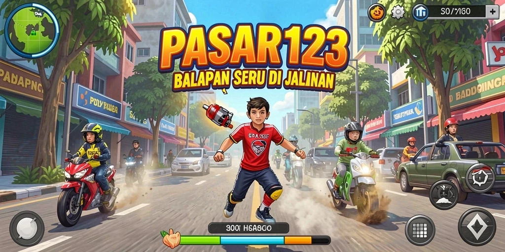 Tampilan gameplay balap yang mendebarkan di PASAR123.