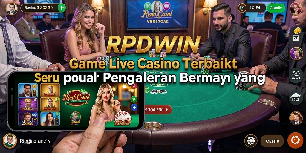 Screenshot menunjukkan dealer langsung dan tabel permainan di RPIDWIN.