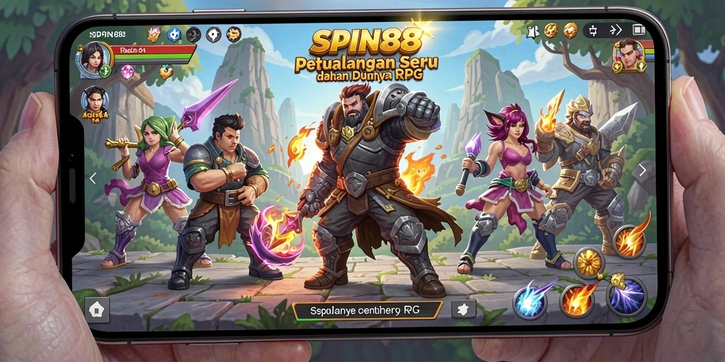 Tampilan gameplay SPIN88 yang menampilkan pertarungan seru dan karakter yang beragam.