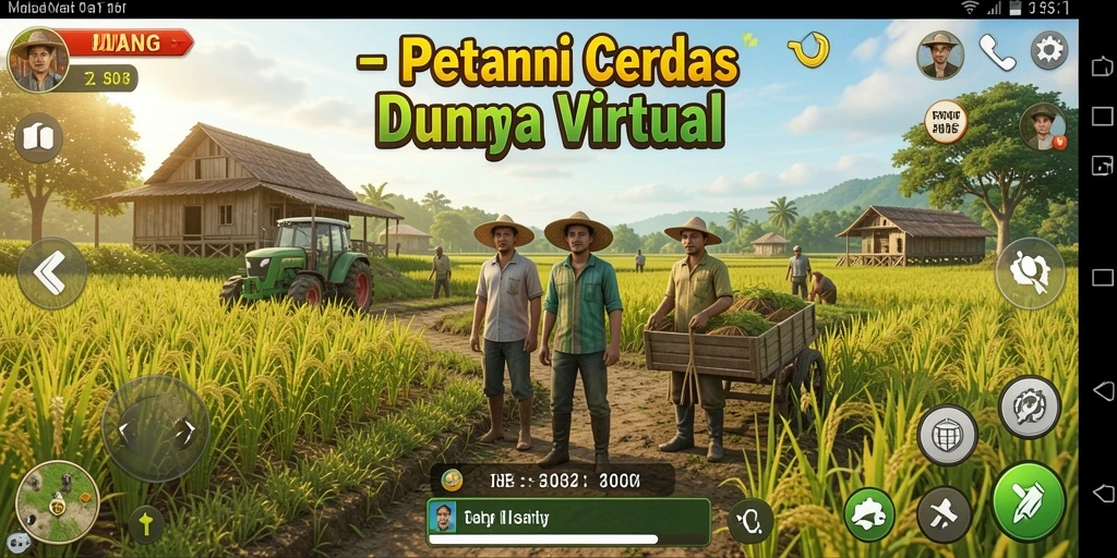 Tampilan gameplay UANG saat memanen hasil pertanian yang berlimpah.